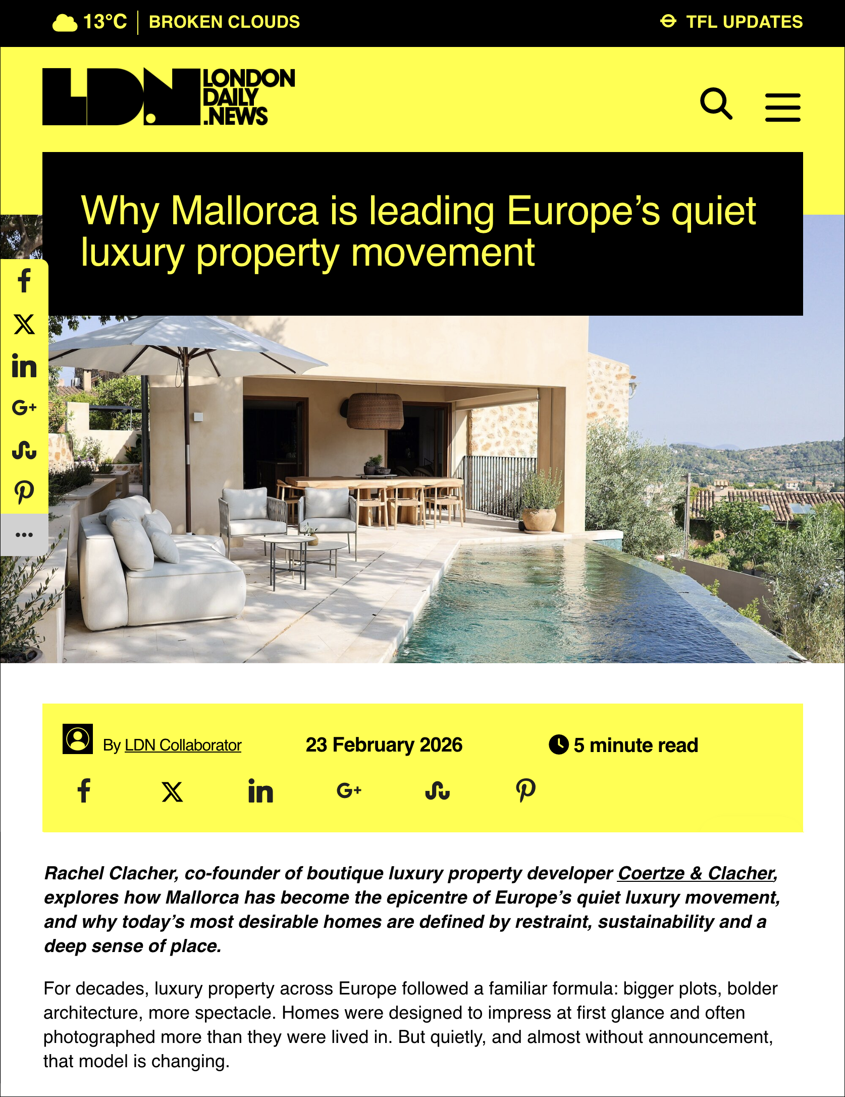 Press article about Coertze & Clacher in the London Daily News